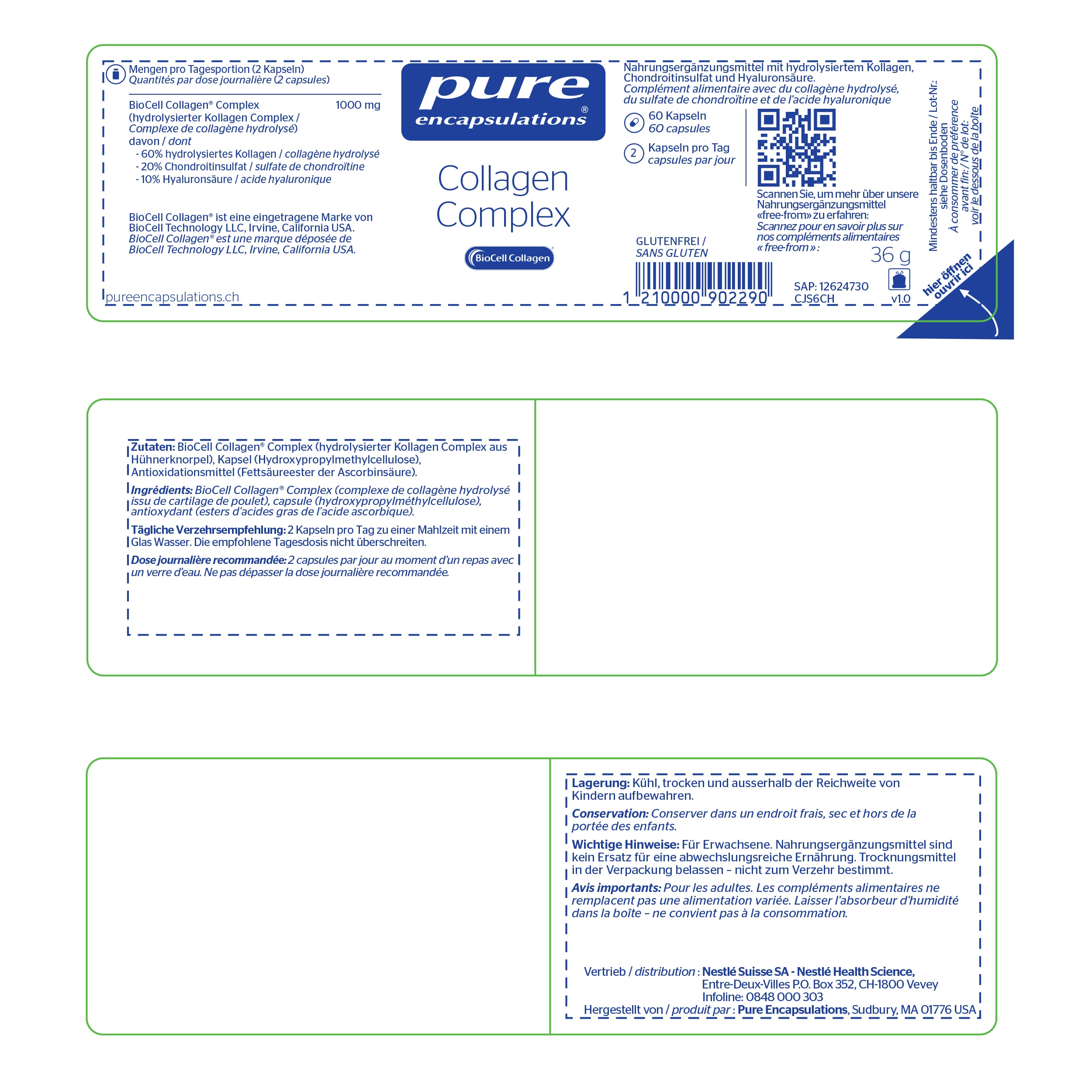 Pure Encapsulations Collagen Complex Nutritional Panel