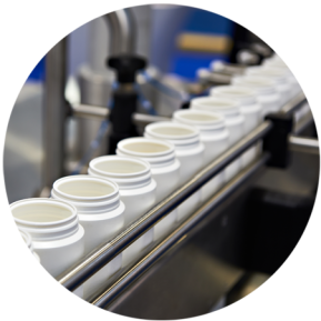 Factory food supplement white bottles